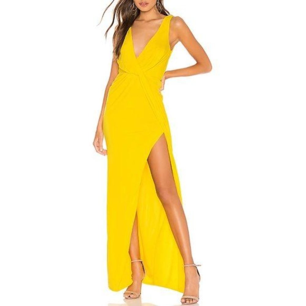 NBD NEW Buttercup Maxi Dress Deep V Neck Wrap Slit